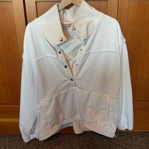 Bucket list white button up sweatshirt size medium